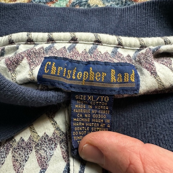 Vintage Christopher Rand Striped Patterned Polo Shirt Large - Picture 3 of 4